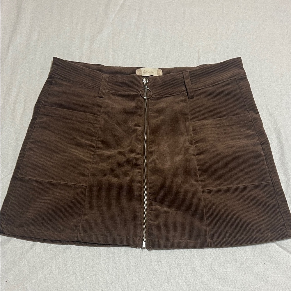 Altar'd State Brown Corduroy Mini Skirt
